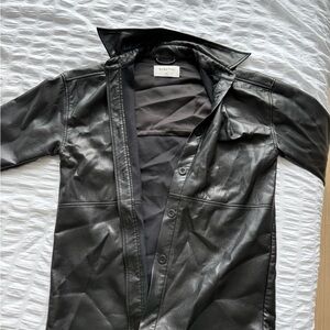 Babaton Black Leather Shirt